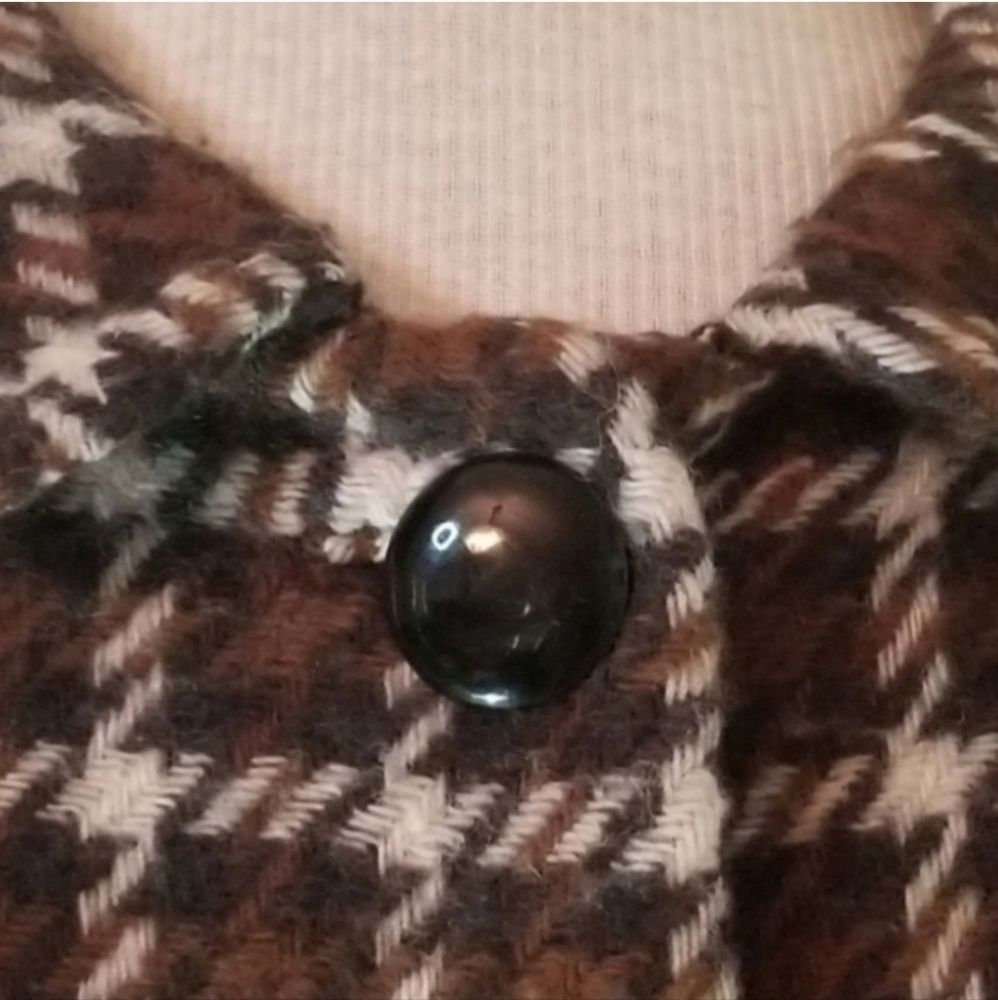 Banana Republic Jacket Houndstooth Plaid Wool Chocolate Brown Size S - Picture 8 of 15